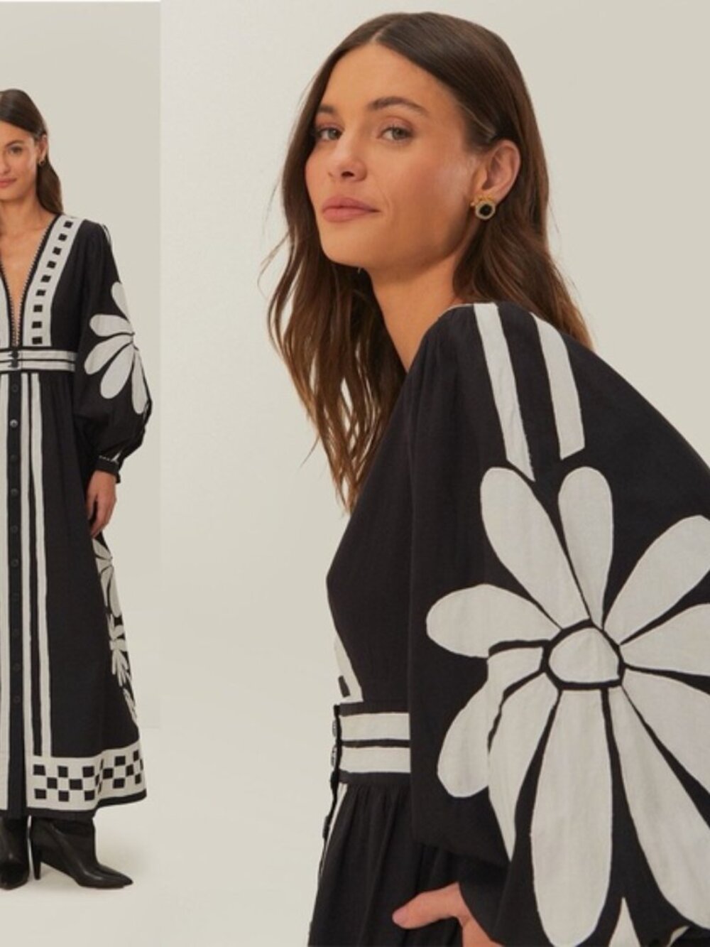 NWT FARM Rio Black Nature Maxi Dress Sz XXS